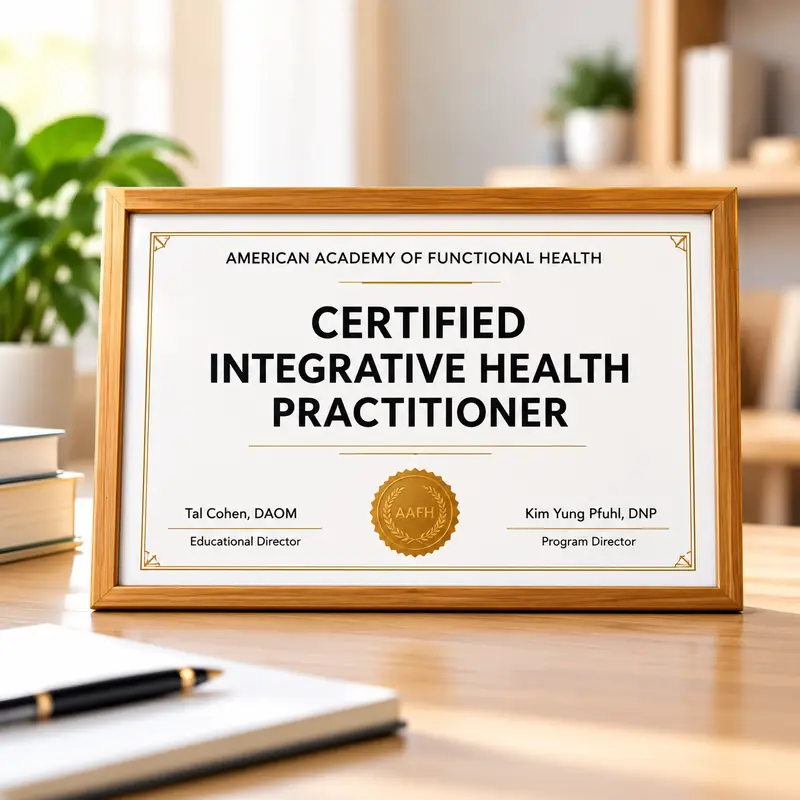 Framed Certified Integrative Health Practitioner certificate